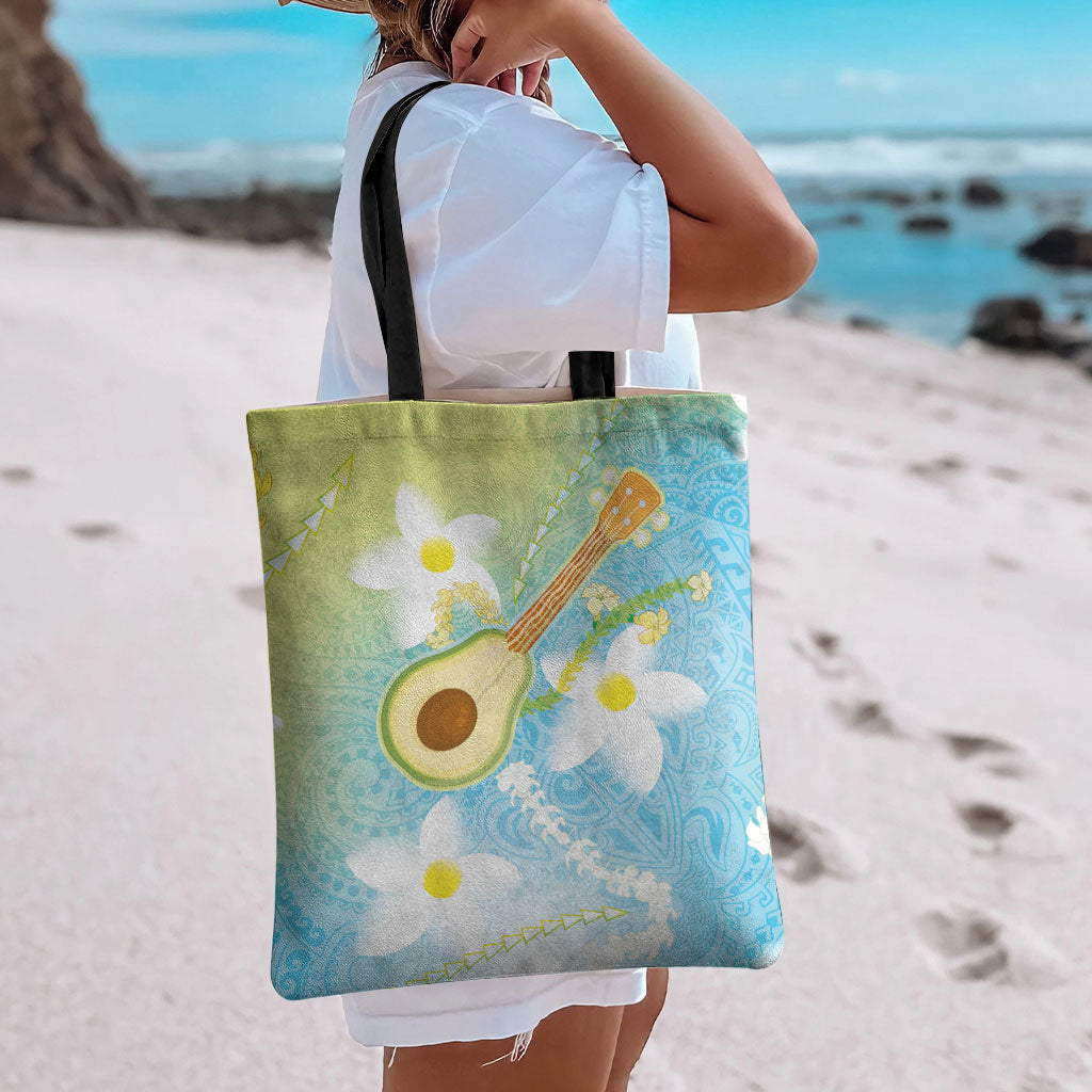 Hawaiian Ukulele Avocado Tote Bag Leis and Polynesian Pattern LT03 - Polynesian Pride