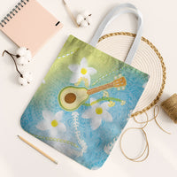 Hawaiian Ukulele Avocado Tote Bag Leis and Polynesian Pattern LT03 White Strap One Size White - Polynesian Pride