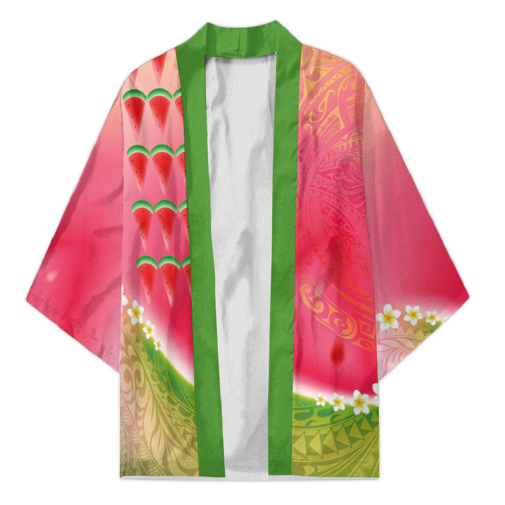 Hawaiian Watermelon Kimono with Kakau Art Tattoo LT03 Unisex Multicolor - Polynesian Pride
