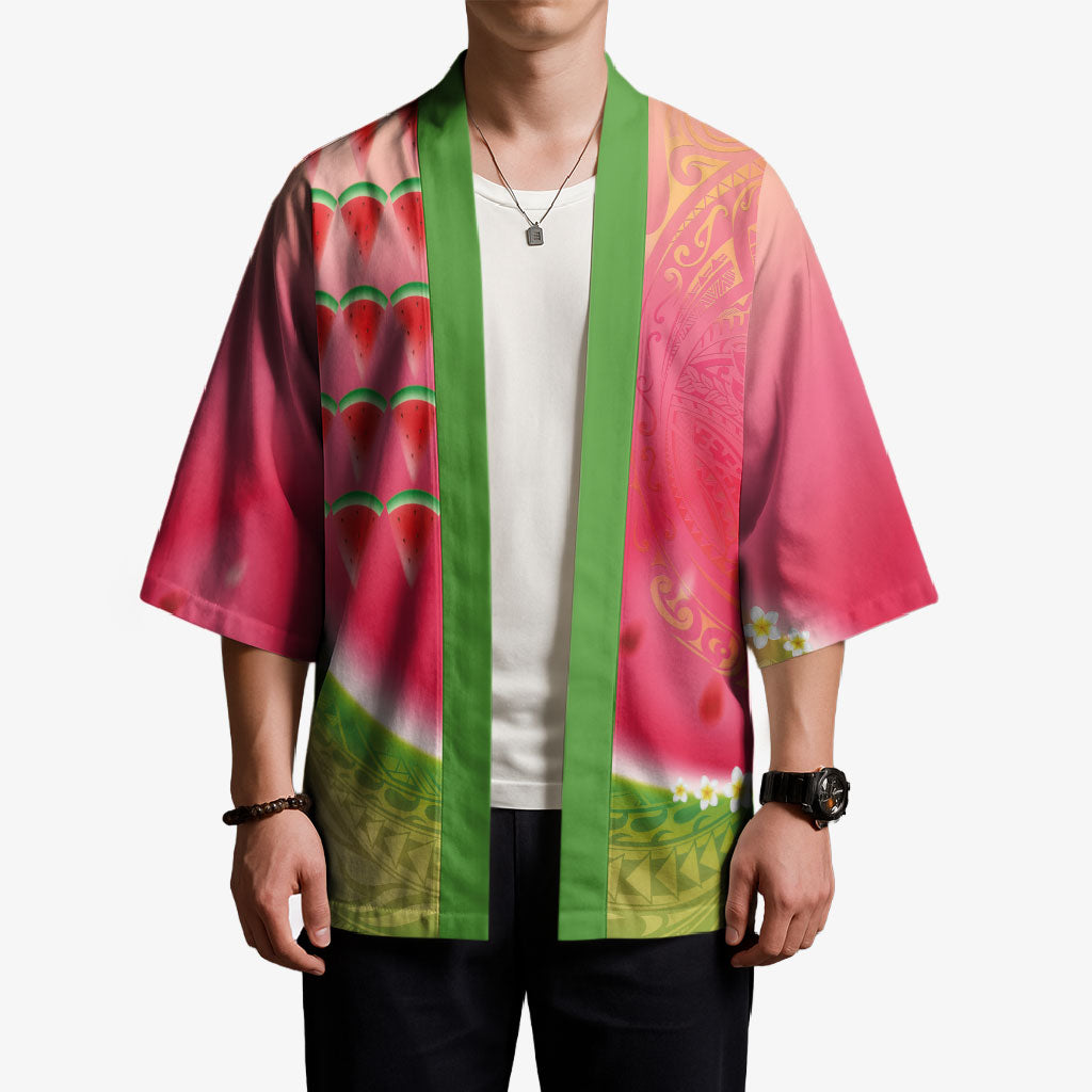 Hawaiian Watermelon Kimono with Kakau Art Tattoo LT03 - Polynesian Pride