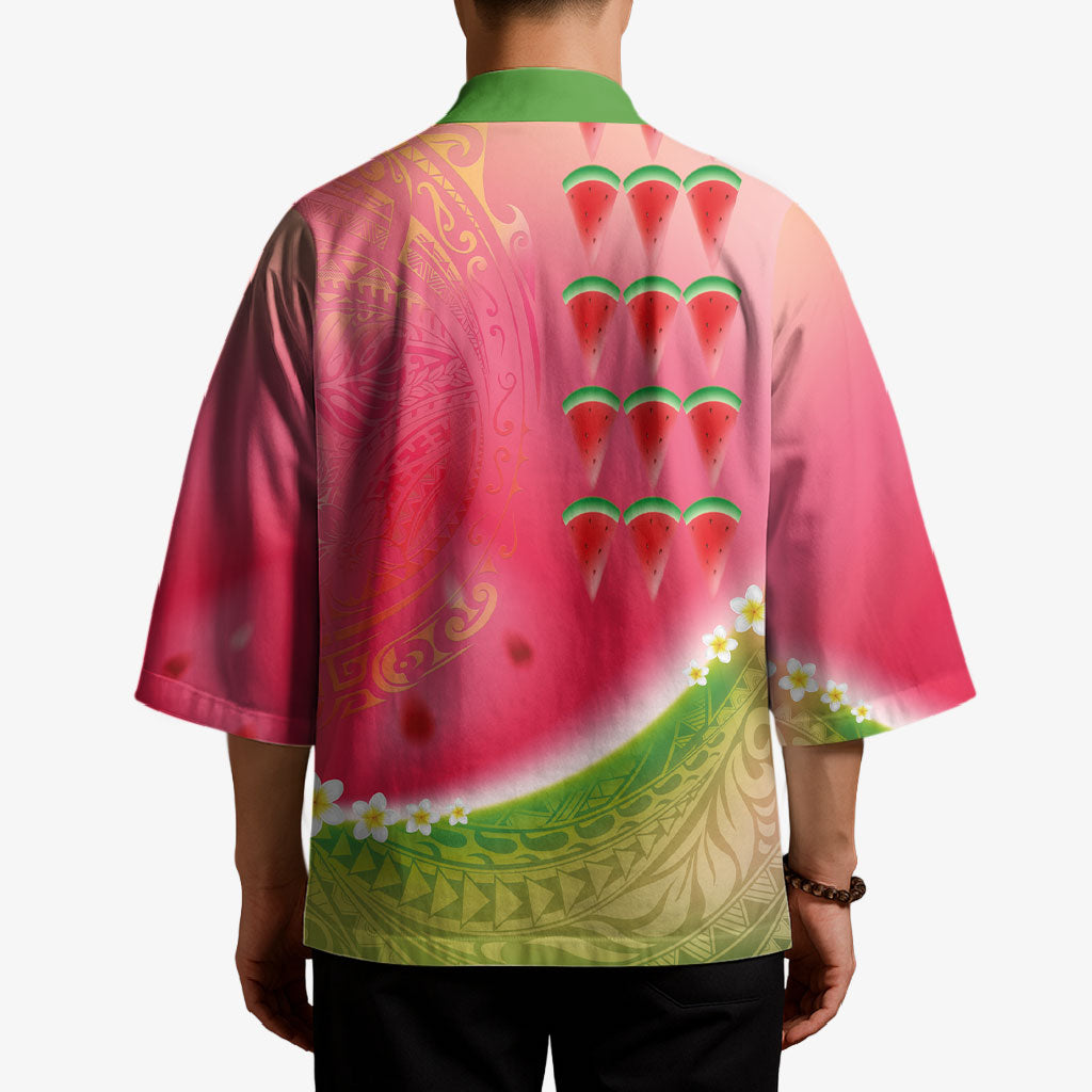 Hawaiian Watermelon Kimono with Kakau Art Tattoo LT03 - Polynesian Pride