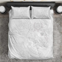 Tonga Faka Sepitema Bedding Set Ngatu Pattern with Plumeria and Hibiscus LT03 White - Polynesian Pride