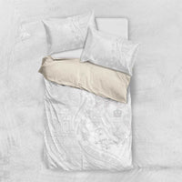 Tonga Faka Sepitema Bedding Set Ngatu Pattern with Plumeria and Hibiscus LT03 US Twin 172cm x 218cm White - Polynesian Pride