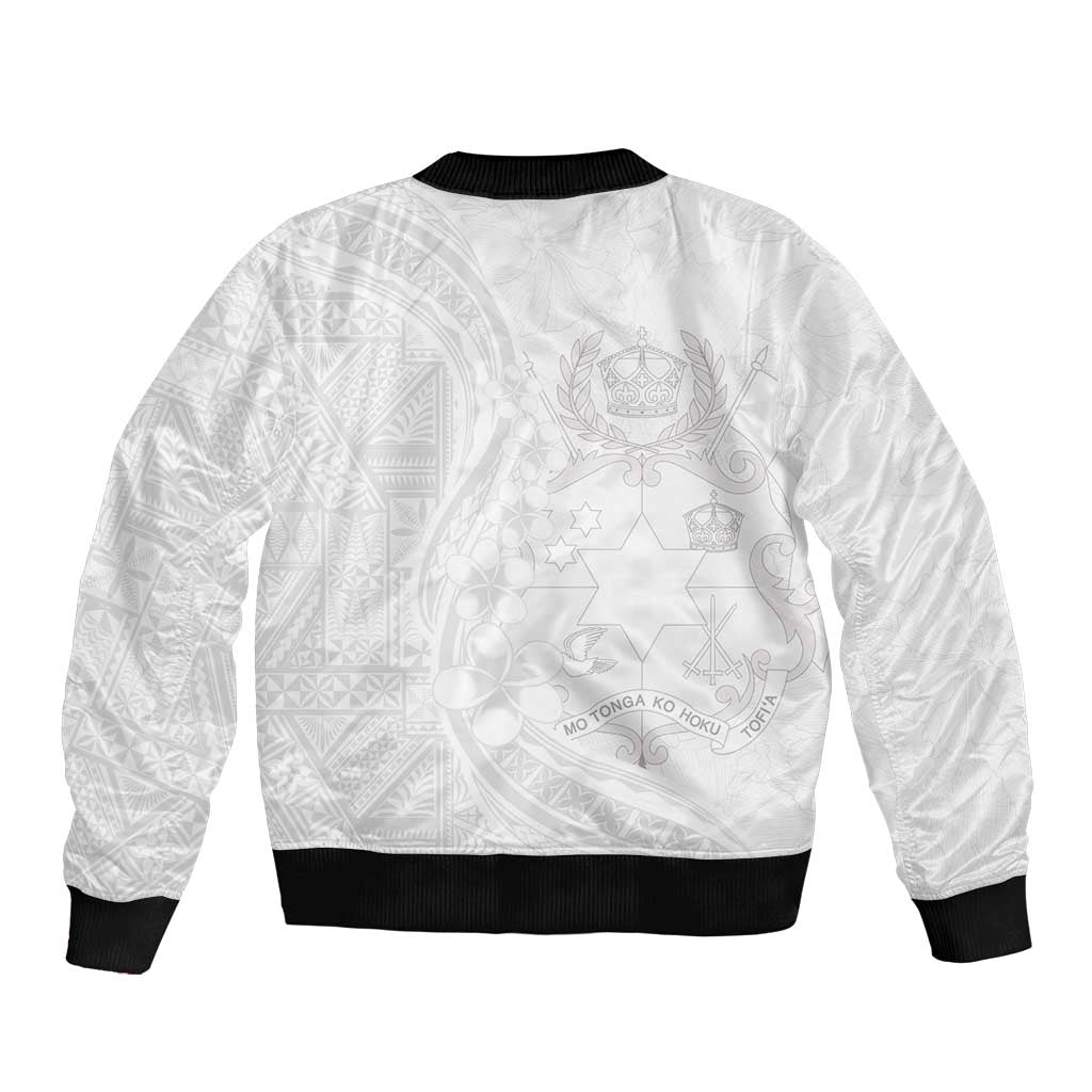 Tonga Faka Sepitema Bomber Jacket Ngatu Pattern with Plumeria and Hibiscus LT03 - Polynesian Pride