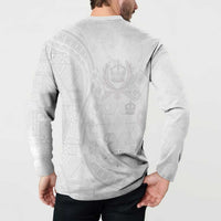 Tonga Faka Sepitema Button Sweatshirt Ngatu Pattern with Plumeria and Hibiscus LT03 - Polynesian Pride