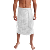 Tonga Faka Sepitema Lavalava Ngatu Pattern with Plumeria and Hibiscus LT03 White - Polynesian Pride