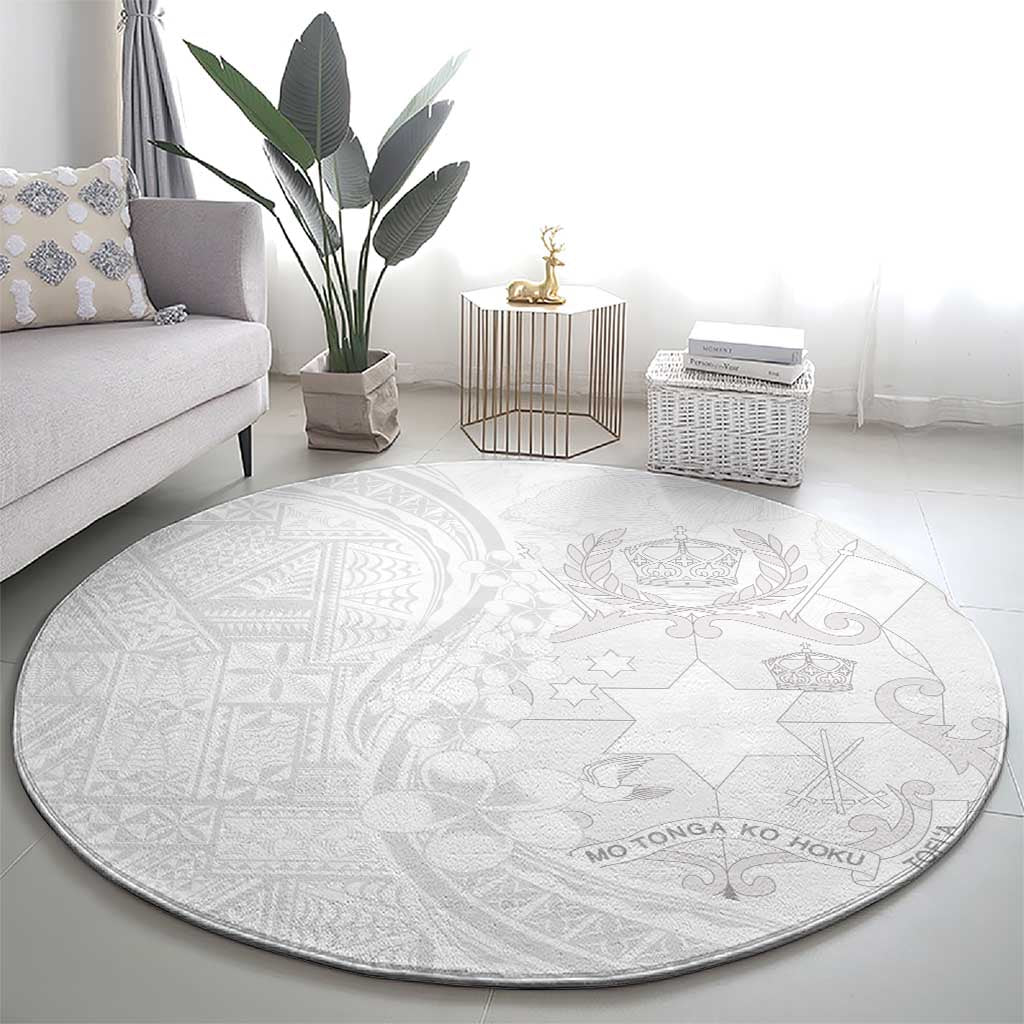 Tonga Faka Sepitema Round Carpet Ngatu Pattern with Plumeria and Hibiscus LT03 - Polynesian Pride
