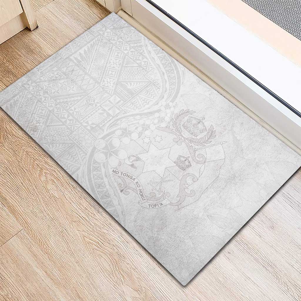 Tonga Faka Sepitema Rubber Doormat Ngatu Pattern with Plumeria and Hibiscus LT03 - Polynesian Pride