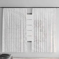 Tonga Faka Sepitema Window Curtain Ngatu Pattern with Plumeria and Hibiscus LT03 With Hooks White - Polynesian Pride