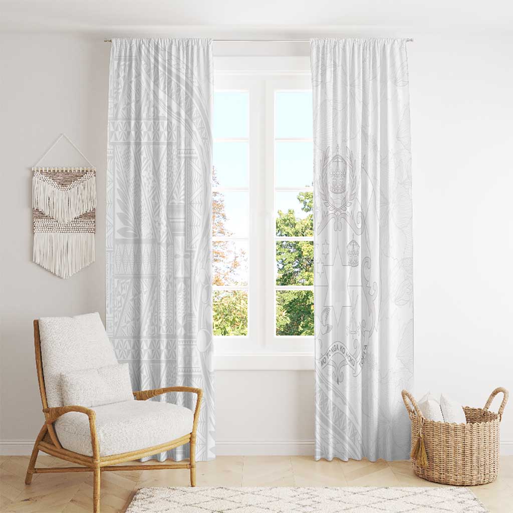 Tonga Faka Sepitema Window Curtain Ngatu Pattern with Plumeria and Hibiscus LT03 - Polynesian Pride