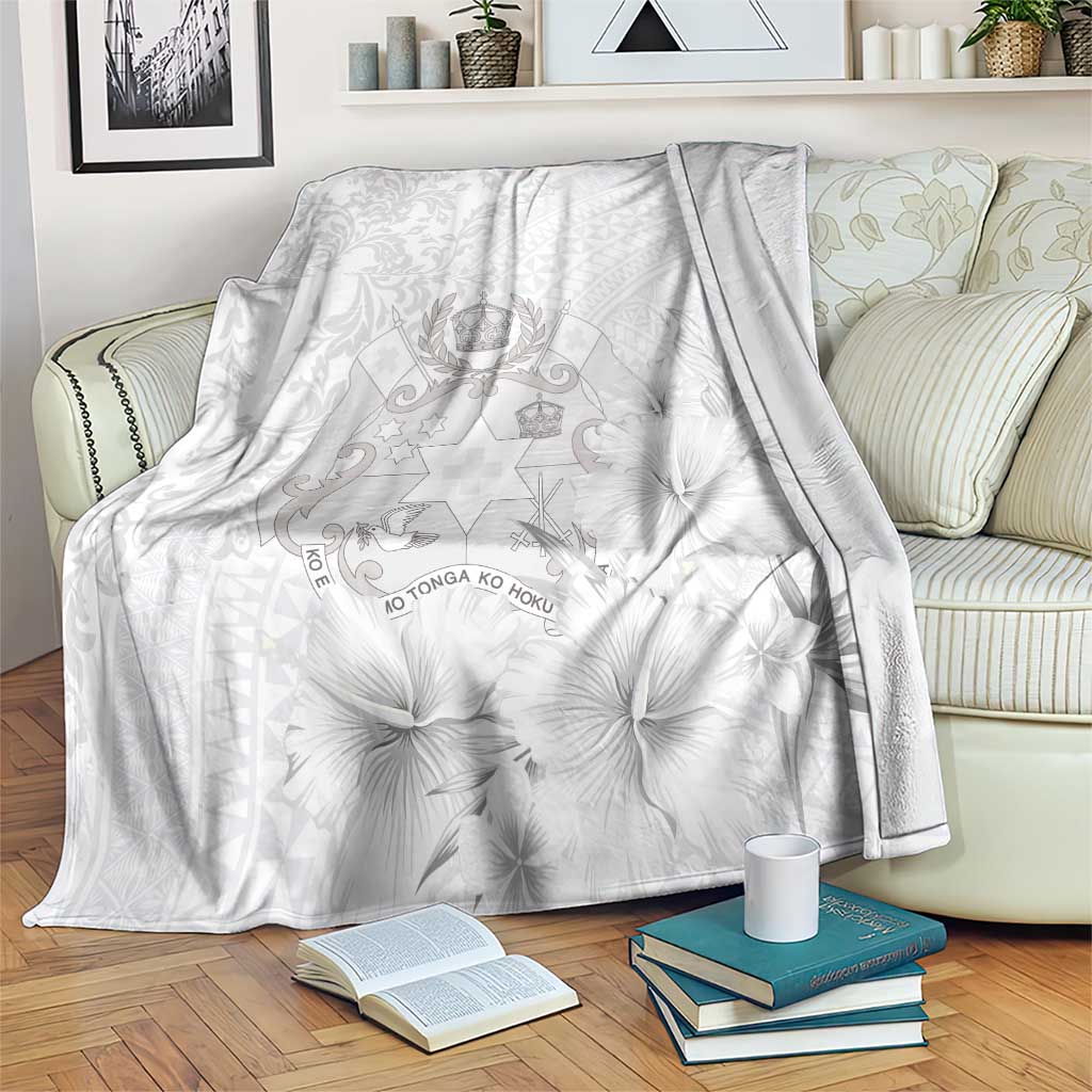 Tonga Faka Sepitema Blanket Ngatu and Floral Pattern with Blooming Hibiscus LT03 White - Polynesian Pride