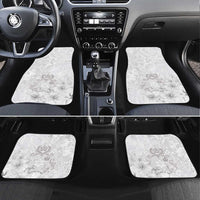 Tonga Faka Sepitema Car Mats Ngatu and Floral Pattern with Blooming Hibiscus LT03 Set 4pcs White - Polynesian Pride