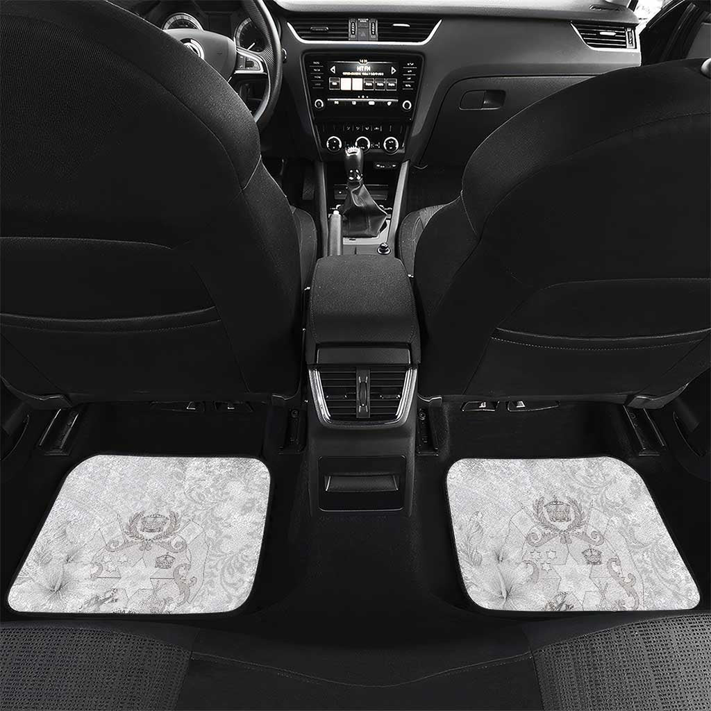 Tonga Faka Sepitema Car Mats Ngatu and Floral Pattern with Blooming Hibiscus LT03 Set 2pcs - Back White - Polynesian Pride