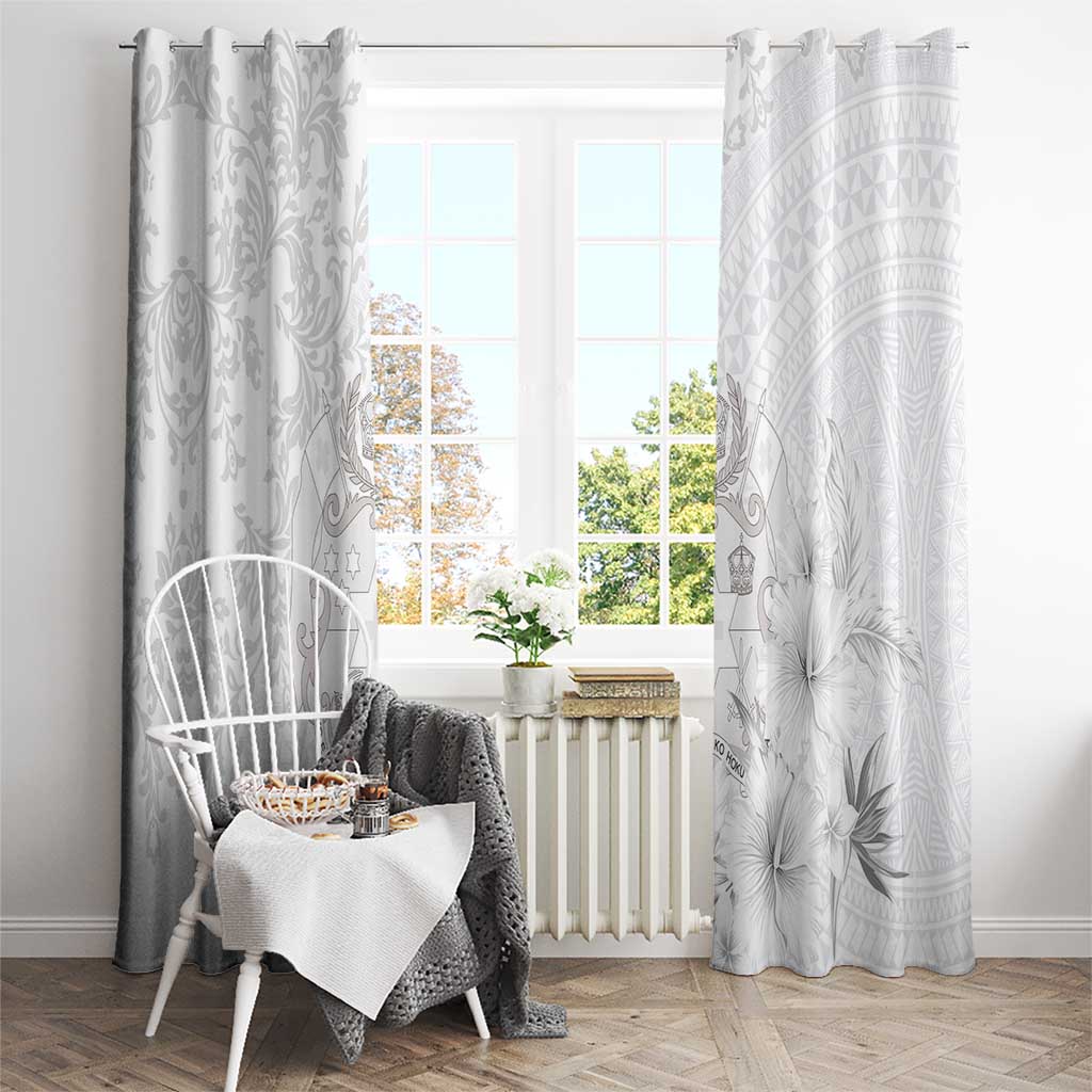 Tonga Faka Sepitema Window Curtain Ngatu and Floral Pattern with Blooming Hibiscus LT03 - Polynesian Pride
