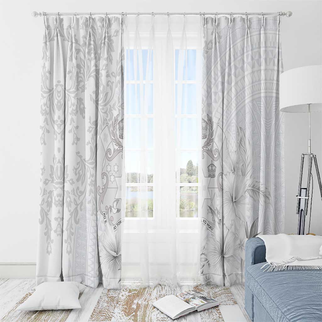 Tonga Faka Sepitema Window Curtain Ngatu and Floral Pattern with Blooming Hibiscus LT03 - Polynesian Pride