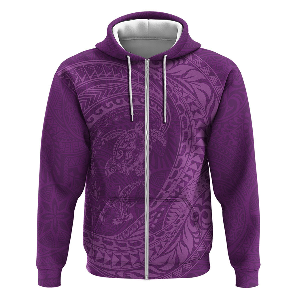 Hawaiian Turtle and Shark Zip Hoodie Kakau Tribal with Polynesian Pattern Pink Color LT03 Zip Hoodie Pink - Polynesian Pride