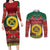 Personalised Vanuatu Christmas Couples Matching Long Sleeve Bodycon Dress and Long Sleeve Button Shirts Pig Tusk Beautiful Merry Xmas Snowflake LT03 Red - Polynesian Pride