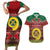 Personalised Vanuatu Christmas Couples Matching Short Sleeve Bodycon Dress and Hawaiian Shirt Pig Tusk Beautiful Merry Xmas Snowflake LT03 Red - Polynesian Pride