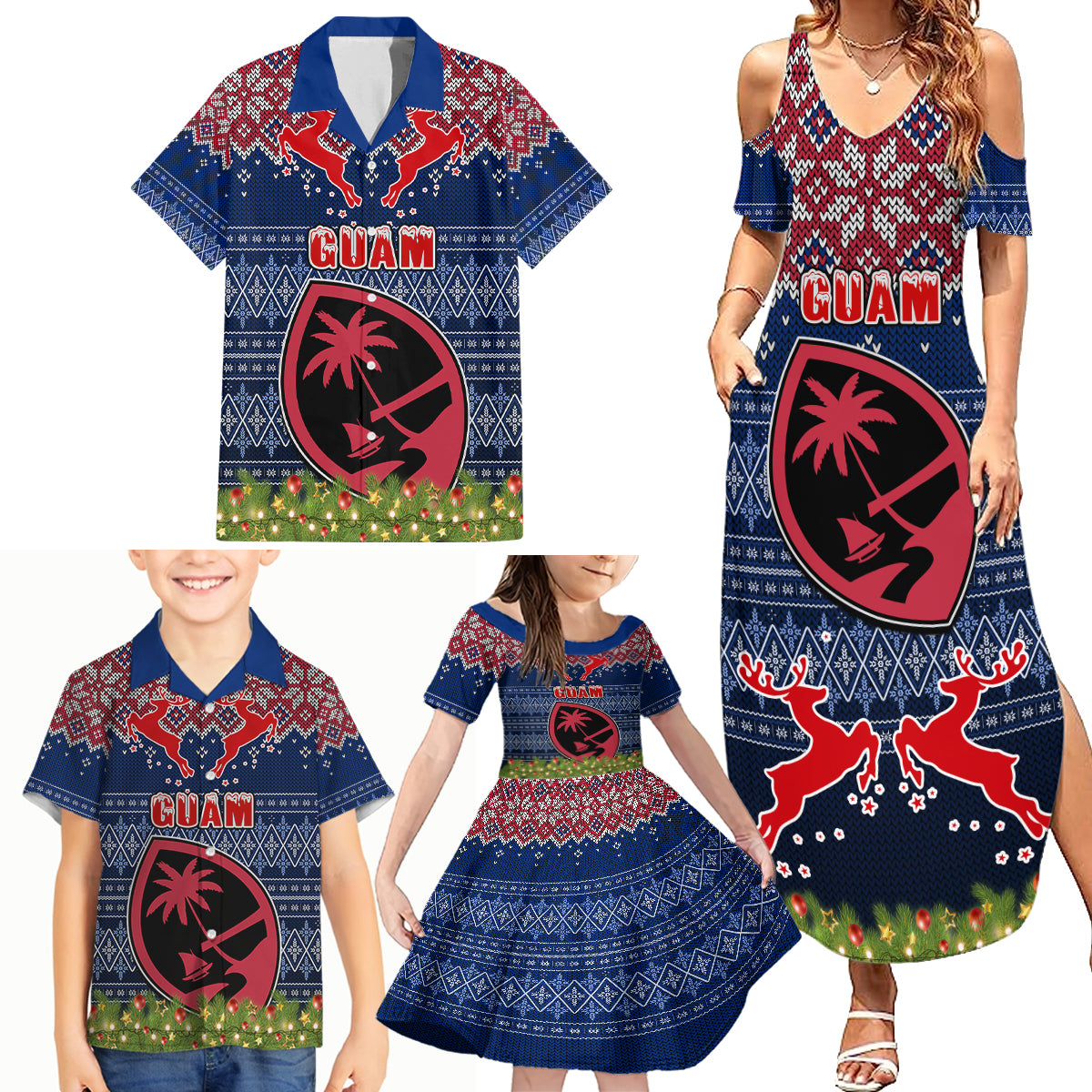 Guam Christmas Family Matching Summer Maxi Dress and Hawaiian Shirt Chamorro Guam Tattoos Beautiful Merry Xmas Snowflake LT03 - Polynesian Pride