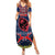 Guam Christmas Summer Maxi Dress Chamorro Guam Tattoos Beautiful Merry Xmas Snowflake LT03 Women Blue - Polynesian Pride