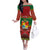 Tonga Christmas Off The Shoulder Long Sleeve Dress Coat of Arms and Map Beautiful Merry Xmas Snowflake LT03 Women Red - Polynesian Pride