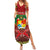 Tonga Christmas Summer Maxi Dress Coat of Arms and Map Beautiful Merry Xmas Snowflake LT03 Women Red - Polynesian Pride