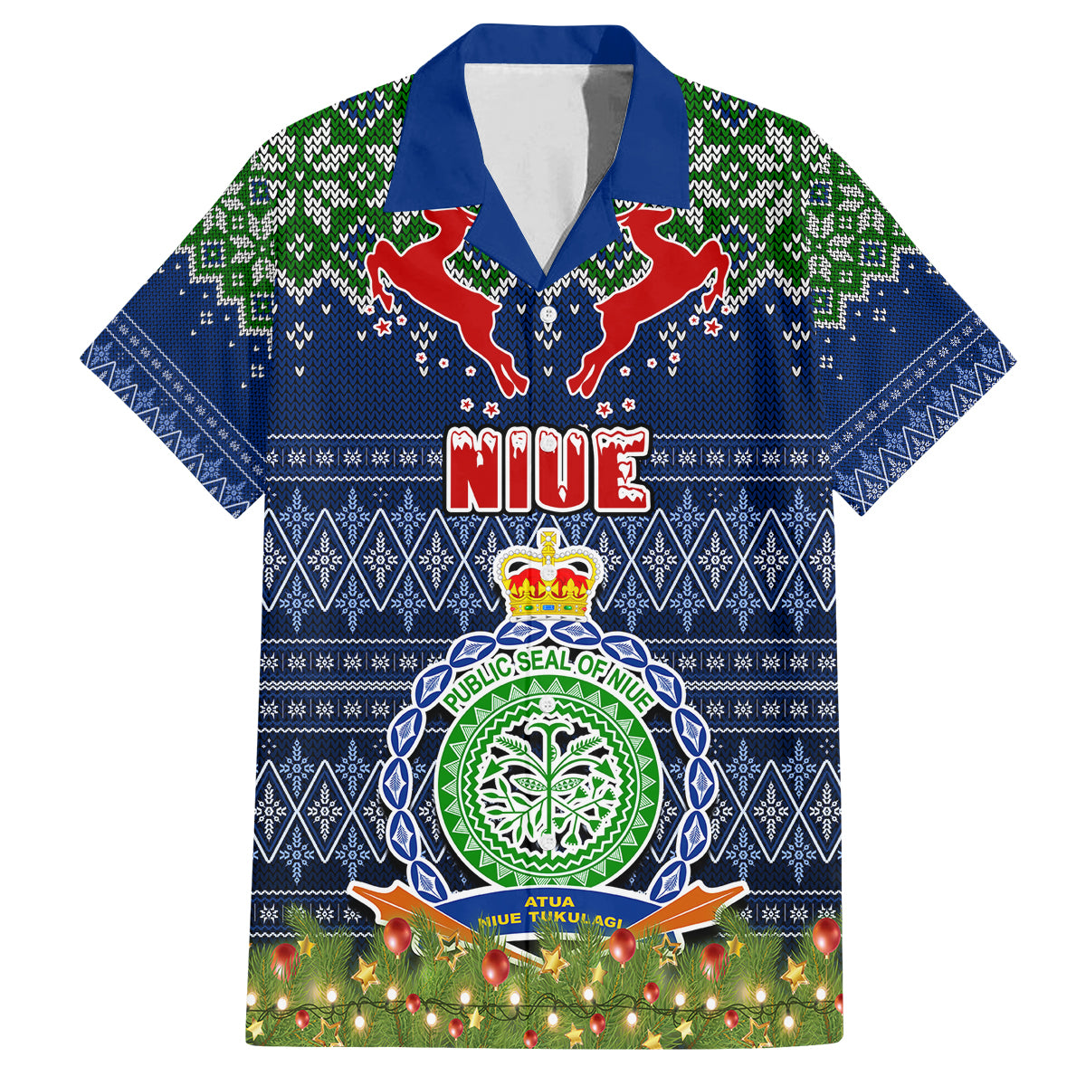 Niue Christmas Kid Hawaiian Shirt Coat of Arms and Map Beautiful Merry Xmas Snowflake LT03 Kid Blue - Polynesian Pride