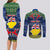 Personalised Niue Christmas Couples Matching Long Sleeve Bodycon Dress and Long Sleeve Button Shirts Coat of Arms and Map Beautiful Merry Xmas Snowflake LT03 - Polynesian Pride