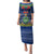 Personalised Niue Christmas Puletasi Coat of Arms and Map Beautiful Merry Xmas Snowflake LT03 Long Dress Blue - Polynesian Pride