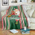 Kiribati Christmas Blanket Santa With Gift Bag Behind Ribbons Seamless Green Maori LT03 - Polynesian Pride