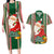 Kiribati Christmas Couples Matching Long Sleeve Bodycon Dress and Hawaiian Shirt Santa With Gift Bag Behind Ribbons Seamless Green Maori LT03 Green - Polynesian Pride