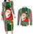 Kiribati Christmas Couples Matching Long Sleeve Bodycon Dress and Long Sleeve Button Shirts Santa With Gift Bag Behind Ribbons Seamless Green Maori LT03 Green - Polynesian Pride