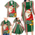 Kiribati Christmas Family Matching Long Sleeve Bodycon Dress and Hawaiian Shirt Santa With Gift Bag Behind Ribbons Seamless Green Maori LT03 - Polynesian Pride