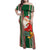 Kiribati Christmas Family Matching Off Shoulder Maxi Dress and Hawaiian Shirt Santa With Gift Bag Behind Ribbons Seamless Green Maori LT03 Mom's Dress Green - Polynesian Pride