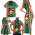 Kiribati Christmas Family Matching Short Sleeve Bodycon Dress and Hawaiian Shirt Santa With Gift Bag Behind Ribbons Seamless Green Maori LT03 - Polynesian Pride