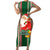 Kiribati Christmas Family Matching Short Sleeve Bodycon Dress and Hawaiian Shirt Santa With Gift Bag Behind Ribbons Seamless Green Maori LT03 Mom's Dress Green - Polynesian Pride