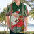 Kiribati Christmas Hawaiian Shirt Santa With Gift Bag Behind Ribbons Seamless Green Maori LT03 - Polynesian Pride