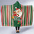 Kiribati Christmas Hooded Blanket Santa With Gift Bag Behind Ribbons Seamless Green Maori LT03 - Polynesian Pride