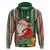 Kiribati Christmas Hoodie Santa With Gift Bag Behind Ribbons Seamless Green Maori LT03 Green - Polynesian Pride