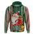 Kiribati Christmas Hoodie Santa With Gift Bag Behind Ribbons Seamless Green Maori LT03 - Polynesian Pride