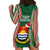 Kiribati Christmas Hoodie Dress Santa With Gift Bag Behind Ribbons Seamless Green Maori LT03 - Polynesian Pride