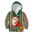 Kiribati Christmas Kid Hoodie Santa With Gift Bag Behind Ribbons Seamless Green Maori LT03 - Polynesian Pride