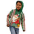 Kiribati Christmas Kid Hoodie Santa With Gift Bag Behind Ribbons Seamless Green Maori LT03 - Polynesian Pride