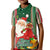 Kiribati Christmas Kid Polo Shirt Santa With Gift Bag Behind Ribbons Seamless Green Maori LT03 Kid Green - Polynesian Pride