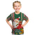 Kiribati Christmas Kid T Shirt Santa With Gift Bag Behind Ribbons Seamless Green Maori LT03 Green - Polynesian Pride