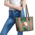 Kiribati Christmas Leather Tote Bag Santa With Gift Bag Behind Ribbons Seamless Green Maori LT03 - Polynesian Pride