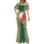 Kiribati Christmas Mermaid Dress Santa With Gift Bag Behind Ribbons Seamless Green Maori LT03 - Polynesian Pride