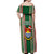 Kiribati Christmas Off Shoulder Maxi Dress Santa With Gift Bag Behind Ribbons Seamless Green Maori LT03 - Polynesian Pride