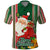 Kiribati Christmas Polo Shirt Santa With Gift Bag Behind Ribbons Seamless Green Maori LT03 Green - Polynesian Pride