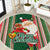 Kiribati Christmas Round Carpet Santa With Gift Bag Behind Ribbons Seamless Green Maori LT03 Green - Polynesian Pride